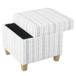 Benches & Ottomans-Kirkland's Home Blue And White Hometown Striped Storage Ottoman Blue/White