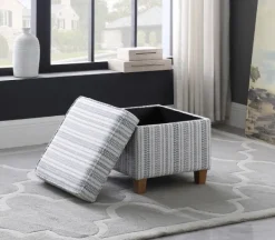 Benches & Ottomans-Kirkland's Home Blue And White Hometown Striped Storage Ottoman Blue/White