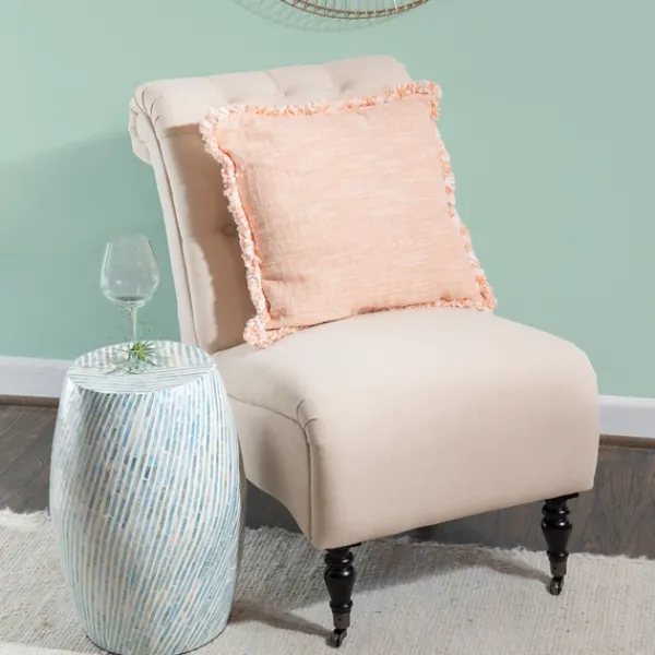 Accent & End Tables-Kirkland's Home Blue And White Mosaic Capiz Shell Drum End Table