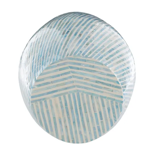 Accent & End Tables-Kirkland's Home Blue And White Mosaic Capiz Shell Drum End Table
