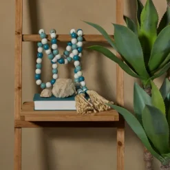 Decorative Accents-Kirkland's Home Blue And White Wood Beaded Tassel Garland Blue/White