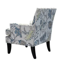 Accent Chairs-Kirkland's Home Blue And Yellow Floral Upholstered Accent Chair Blue/Yellow