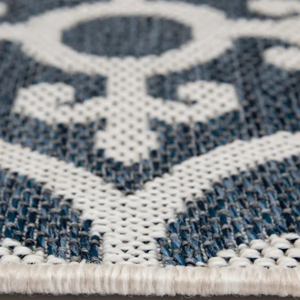 Outdoor Rugs-Kirkland's Home Blue Auckland Tile Outdoor Area Rug, 6X9 Blue/White