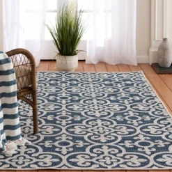 Outdoor Rugs-Kirkland's Home Blue Auckland Tile Outdoor Area Rug, 7X9 Blue/White