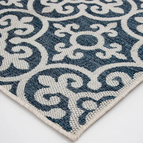 Outdoor Rugs-Kirkland's Home Blue Auckland Tile Outdoor Area Rug, 7X9 Blue/White