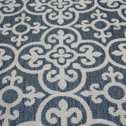 Outdoor Rugs-Kirkland's Home Blue Auckland Tile Outdoor Area Rug, 7X9 Blue/White