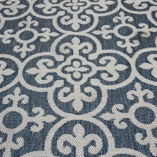 Outdoor Rugs-Kirkland's Home Blue Auckland Tile Outdoor Area Rug, 7X9 Blue/White