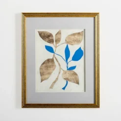 Framed Art-Kirkland's Home Blue Baroque Botanicals Framed Art Print Ivory/Gold/Blue