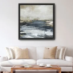Canvas Art-Kirkland's Home Blue Bay Framed Canvas Art Print, 42X42 In. Blue/Gray