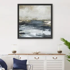 Canvas Art-Kirkland's Home Blue Bay Framed Canvas Art Print, 30X30 In. Blue/Gray