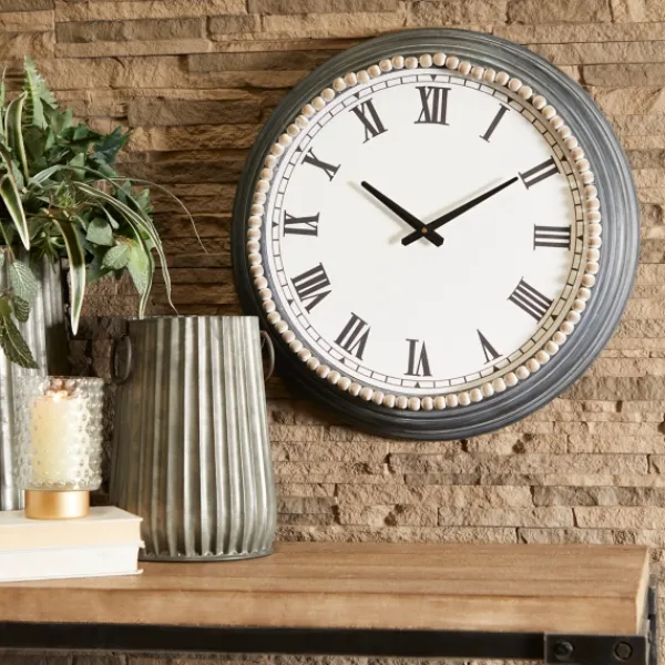 Clocks-Kirkland's Home Blue Beaded Roman Numeral Clock