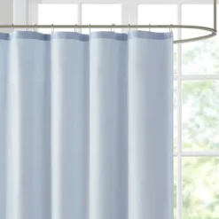 Shower Curtains-Kirkland's Home Blue Block Embroidered Shower Curtain Blue/Gray