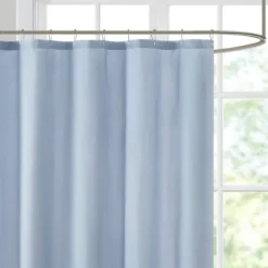 Shower Curtains-Kirkland's Home Blue Block Embroidered Shower Curtain Blue/Gray