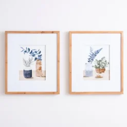 Framed Art-Kirkland's Home Blue Botanical Vase Framed Art Prints, Set Of 2 White/Blue/Brown