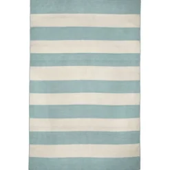 Outdoor Rugs-Kirkland's Home Blue Cabana Stripe Indoor/Outdoor Area Rug, 3X5 Blue/Ivory