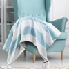 Blankets & Throws-Kirkland's Home Blue Cabana Stripe Tassel Throw Blue/White