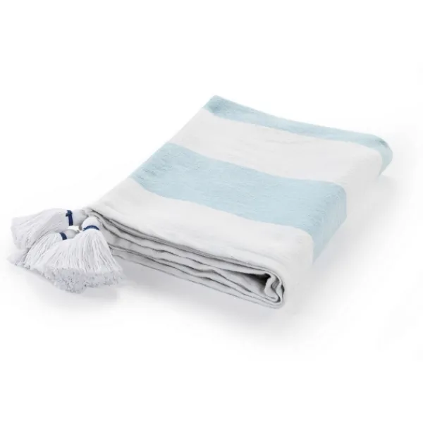 Blankets & Throws-Kirkland's Home Blue Cabana Stripe Tassel Throw Blue/White