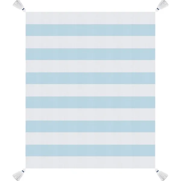 Blankets & Throws-Kirkland's Home Blue Cabana Stripe Tassel Throw Blue/White