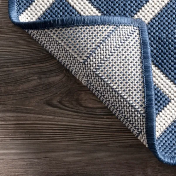 Outdoor Rugs-Kirkland's Home Blue Cassie Global Outdoor Area Rug, 5X8 Blue/White