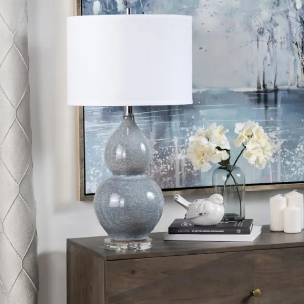 Table Lamps-Kirkland's Home Blue Ceramic Hourglass Table Lamp White