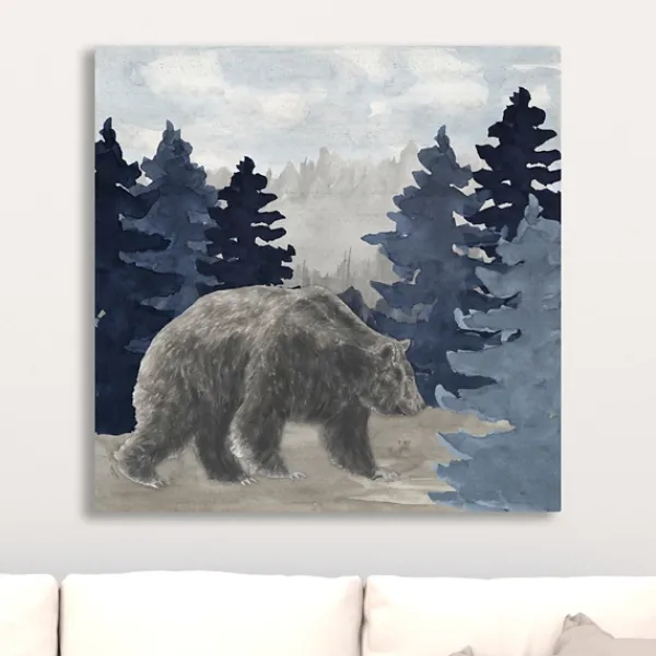 Canvas Art-Kirkland's Home Blue Cliff Mountains Bear I Canvas Art Print Blue/Gray/White