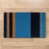 Doormats-Kirkland's Home Blue Color Block Stripes Coir Doormat Blue/Black/Tan