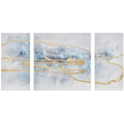 Canvas Art-Kirkland's Home Blue Cosmo Triptych Canvas Art Prints, Set Of 3 Blue/Gold