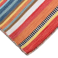 Outdoor Rugs-Kirkland's Home Blue Dhurri Stripe Indoor/Outdoor Area Rug, 7X9 Blue/White/Gray