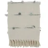 Blankets & Throws-Kirkland's Home Blue Dotted Fringe Throw Blanket Ivory