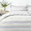 Comforters-Kirkland's Home Blue Faded Stripe 3-Pc. Queen Comforter Set Blue/White