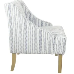 Accent Chairs-Kirkland's Home Blue Farmhouse Stripe Swoop Accent Chair White/Blue