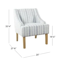 Accent Chairs-Kirkland's Home Blue Farmhouse Stripe Swoop Accent Chair White/Blue