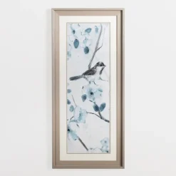 Framed Art-Kirkland's Home Blue Floral Bird I Framed Art Print Blue/White