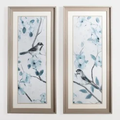 Framed Art-Kirkland's Home Blue Floral Bird I Framed Art Print Blue/White