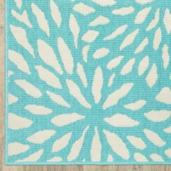Outdoor Rugs-Kirkland's Home Blue Floral Burst Outdoor Area Rug, 5X7 Blue/White