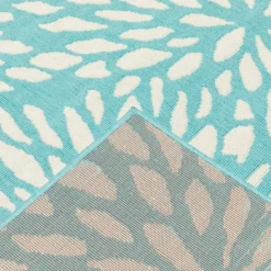 Outdoor Rugs-Kirkland's Home Blue Floral Burst Outdoor Area Rug, 5X7 Blue/White