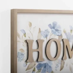Wall Quotes & Signs-Kirkland's Home Blue Floral Home Wall Plaque White/Blue/Gray