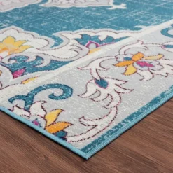 Outdoor Rugs-Kirkland's Home Blue Floral Medallion Outdoor Area Rug, 7X9 Blue/Multi