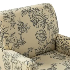 Accent Chairs-Kirkland's Home Blue Floral Nailhead Trim Upholstered Accent Chair Blue/Ivory