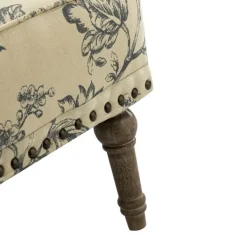 Accent Chairs-Kirkland's Home Blue Floral Nailhead Trim Upholstered Accent Chair Blue/Ivory