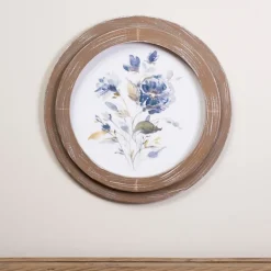 Framed Art-Kirkland's Home Blue Florals I Round Framed Art White/Blue