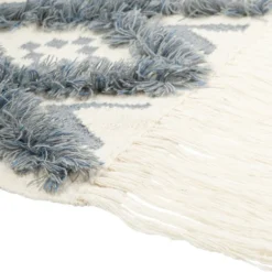 Wall Plaques-Kirkland's Home Blue Fringe Macrame Tassel Wall Hanging Blue/Ivory