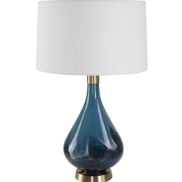 Table Lamps-Kirkland's Home Blue Glass Teardrop Table Lamp White