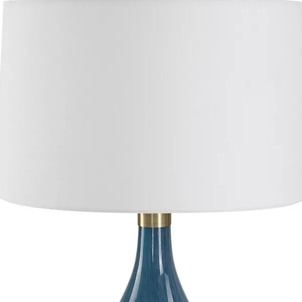 Table Lamps-Kirkland's Home Blue Glass Teardrop Table Lamp White