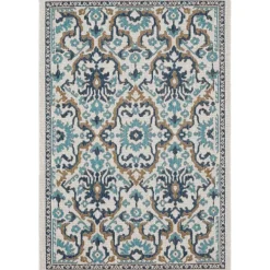 Outdoor Rugs-Kirkland's Home Blue Global Ikat Indoor/Outdoor Area Rug, 5X7 Blue/White