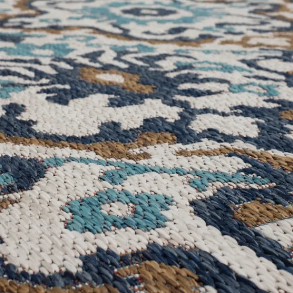 Outdoor Rugs-Kirkland's Home Blue Global Ikat Indoor/Outdoor Area Rug, 5X7 Blue/White