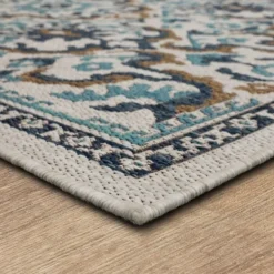 Outdoor Rugs-Kirkland's Home Blue Global Ikat Indoor/Outdoor Area Rug, 5X7 Blue/White