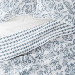 Quilts-Kirkland's Home Blue Jacobean Reversible 2-Pc. Twin Quilt Set Blue/White