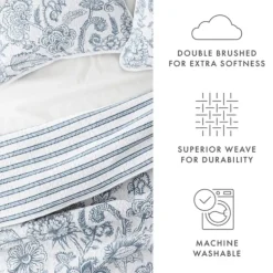 Quilts-Kirkland's Home Blue Jacobean Reversible 2-Pc. Twin Quilt Set Blue/White