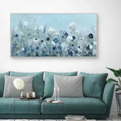 Framed Art-Kirkland's Home Blue Light Garden Framed Canvas Art Print Blue/White